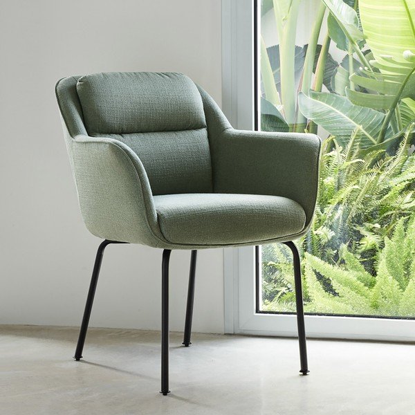 Зелен тапициран трапезен стол с подлакътници Sadira – Teulat-image-1