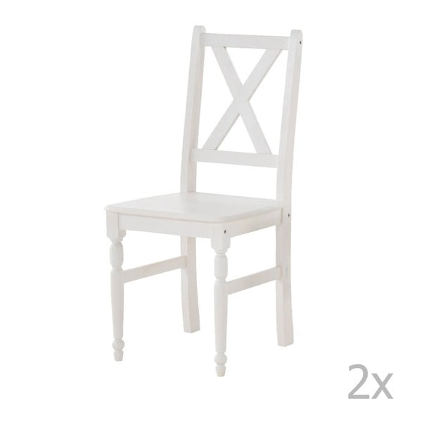 Sada 2 bílých jídelních židlí z masivního dřeva 13Casa Brigitte