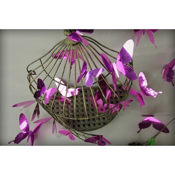 Sada 12 fialových adhezivních 3D samolepek Ambiance Butterflies-image-2