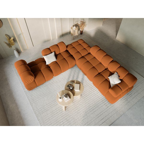 Оранжева кадифена табуретка Bellis - Micadoni Home-image-1