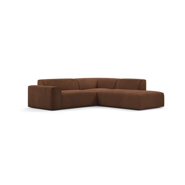 Кафяв ъглов диван от велур , 260 см, десен ъгъл Karen - Marie Claire Home-image-2