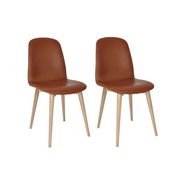 Комплект от 2 оранжеви трапезни стола с масивни дъбови крака WOOD AND VISION Basic - Wood and Vision