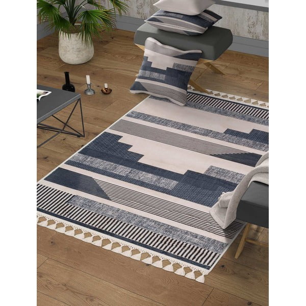 Сив и бежов миещ се килим 160x100 cm - Vitaus-image-1