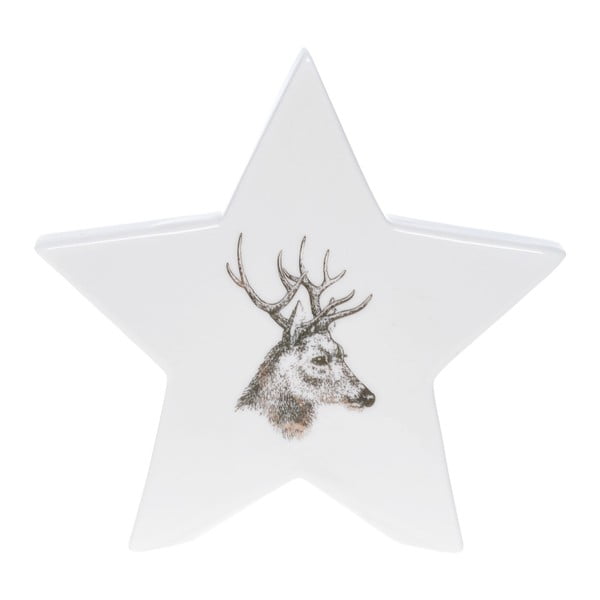 Бяла керамична декоративна звезда Елен, височина 12 см - Ewax