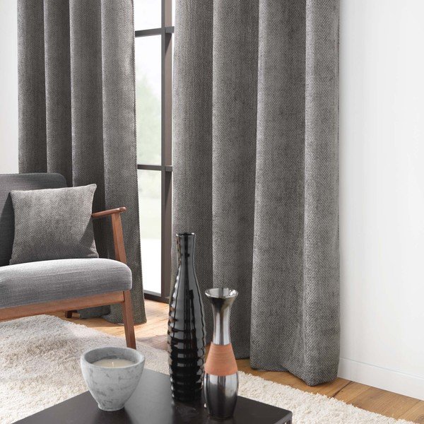 Антрацитно перде от шенил 140x260 cm Leo – douceur d'intérieur-image-1