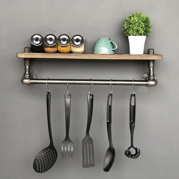 Дървен рафт с куки Raffan Pipe BoruRaf - Evila Originals-image-4