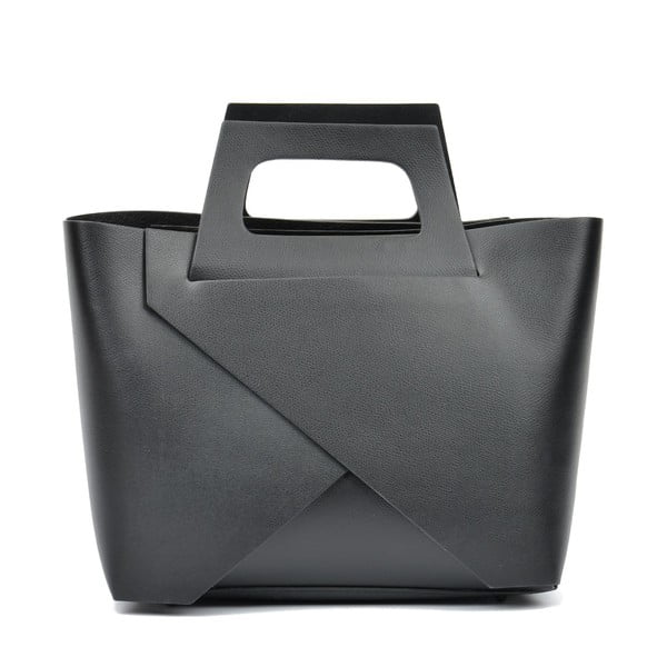 Черна кожена чанта за кръст - Carla Ferreri