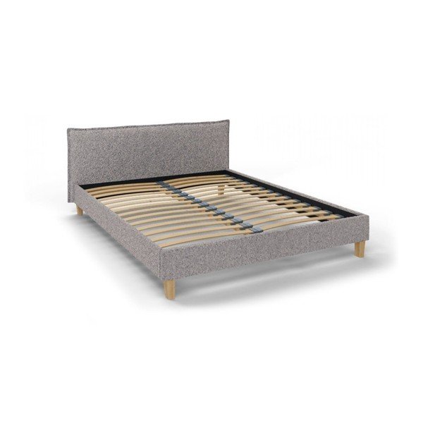 Сиво тапицирано двойно легло с решетка 160x200 cm Tina - Ropez