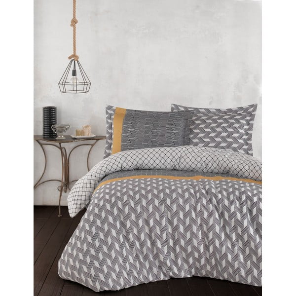 Сив чаршаф за двойно легло с чаршаф от памучен сатен Primacasa на Türkiz , 200 x 220 cm Veneto - Mijolnir