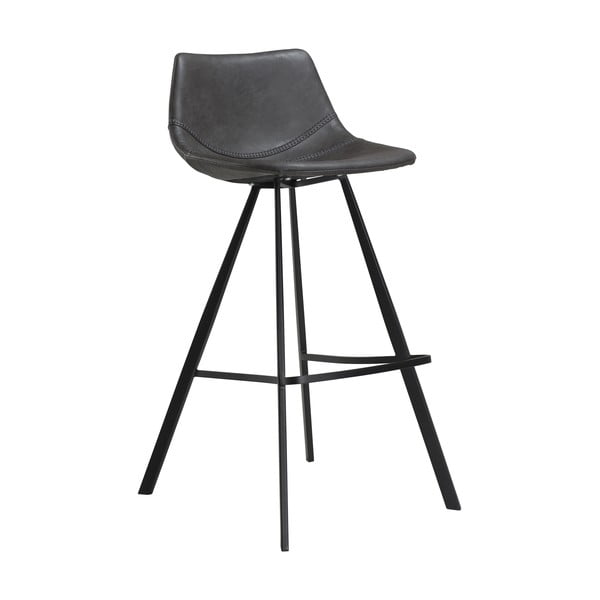 Šedá barová židle z imitace kůže s černým kovovým podnožím DAN–FORM Denmark Pitch, výška 98 cm