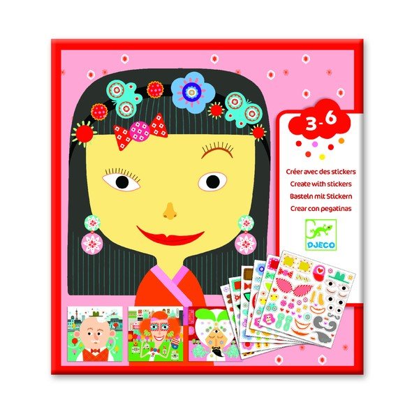 Комплект картинки със стикери Лица - Djeco-image-2