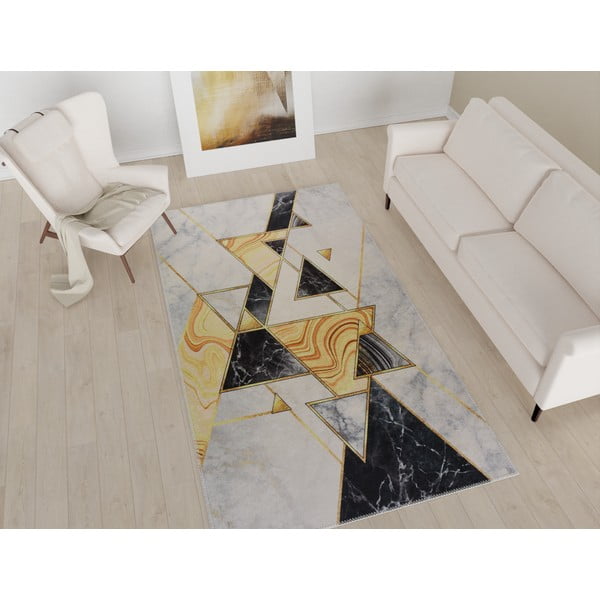 Черно-бял килим, подходящ за миене 80x200 cm - Vitaus-image-1