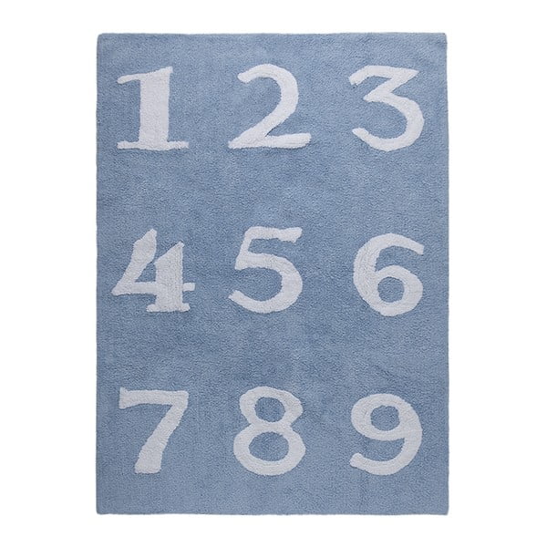 Modrý bavlněný koberec Happy Decor Kids Numbers, 160 x 120 cm