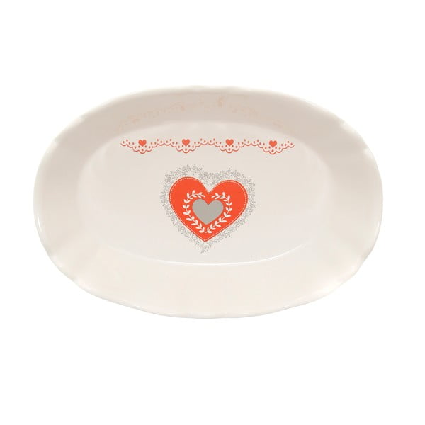 Овална керамична чиния за сервиране Сърце, 24 x 16 cm - Kasanova