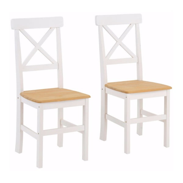 Sada 2 bílých jídelních židlí z masivního borovicového dřeva Støraa Nicoline
