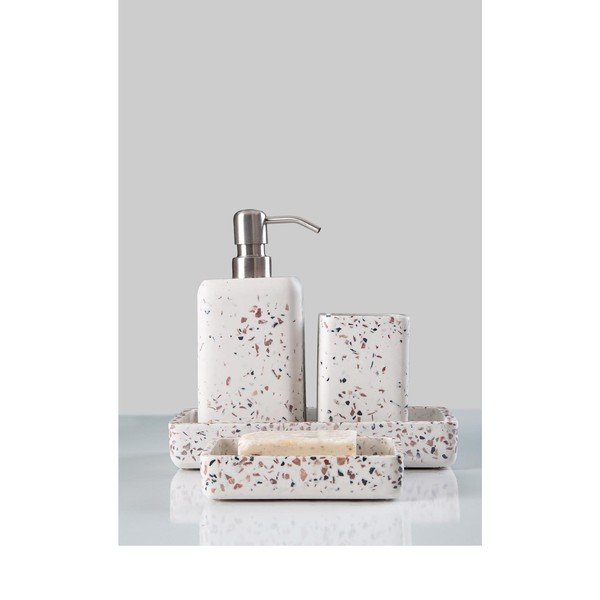 Комплект аксесоари за баня от бял полирезин Mozaik - Mioli Decor-image-1