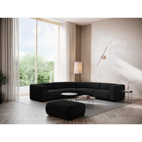 Черен кадифен ъглов диван Ekahi – Makamii-image-1