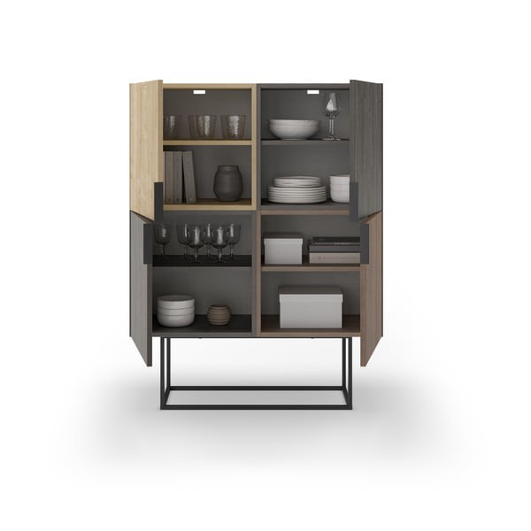 Шкаф в дъбов декор в кафяво-натурален цвят 100x130 cm Titan - Marckeric-image-3