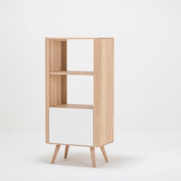 Рафт за книги от бял дъб 60x125 cm Ena - Gazzda-image-4