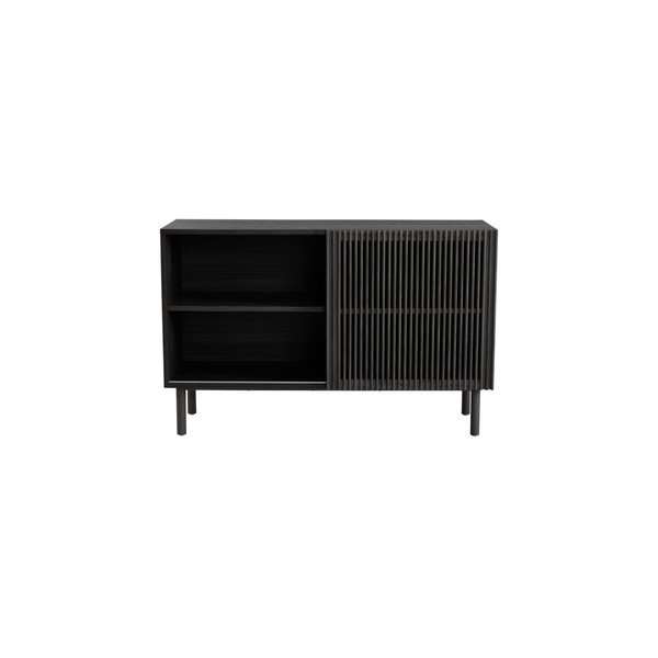 Черно шкафче от декор от ясен с плъзгащи се врати 124x80x45 cm Sion – Jotex