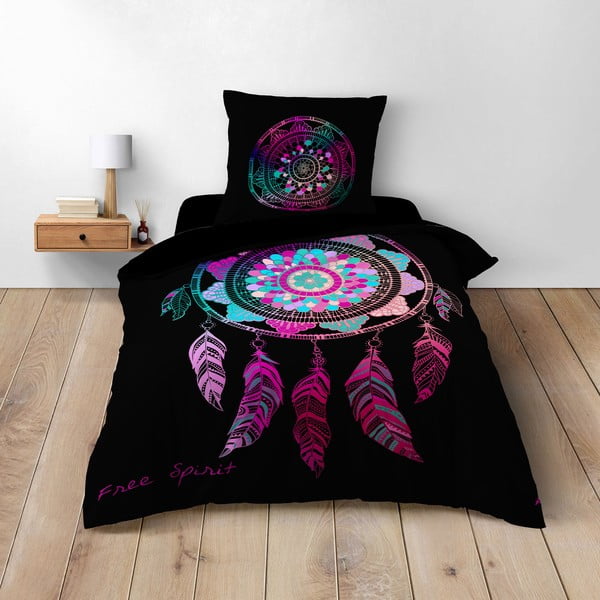 Черно единично  памучно спално бельо 140x200 cm Porte Bonheur – douceur d'intérieur-image-1