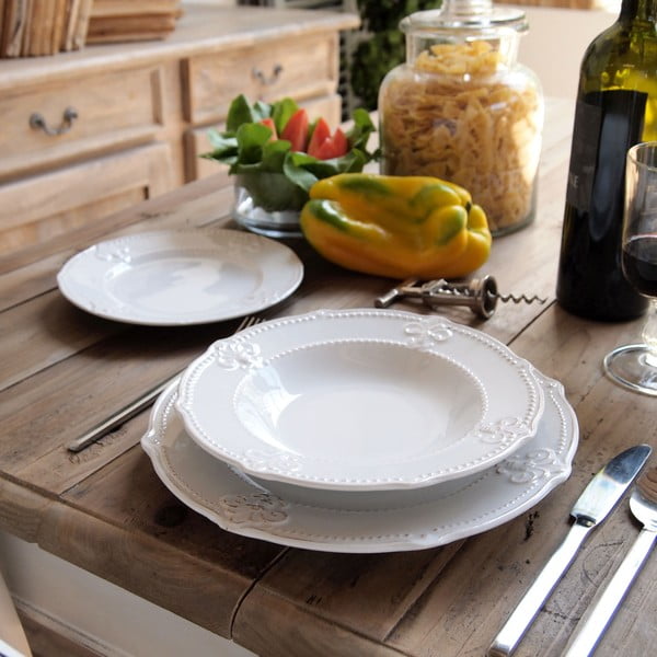 Sada 12 talířů White Flower