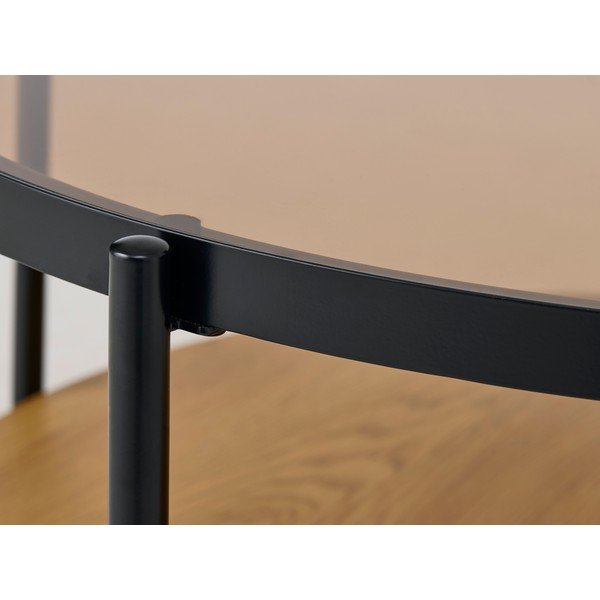 Кръгла масичка за кафе със стъклен плот в естествен цвят ø 84 cm Hassel – Unique Furniture-image-3