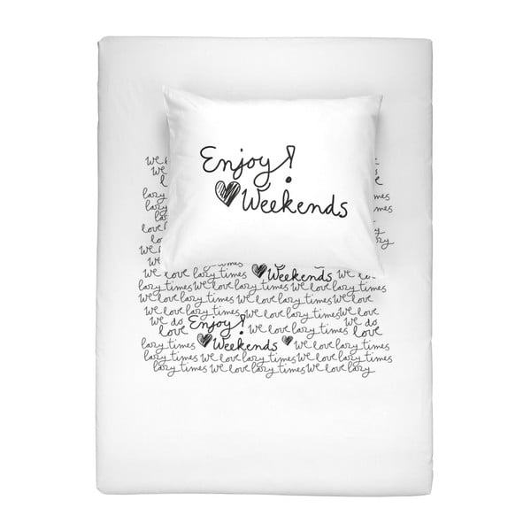 Bílé bavlněné povlečení na dvoulůžko Walra Weekends, 240 x 220 cm