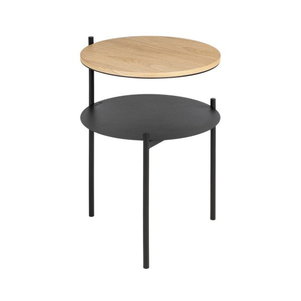 Черно/в естествен цвят нощно шкафче с дъбов плот Tu – noo.ma