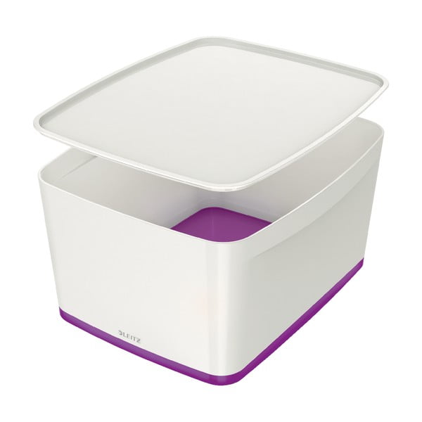 Бяла и лилава пластмасова кутия за съхранение с капак MyBox - Leitz