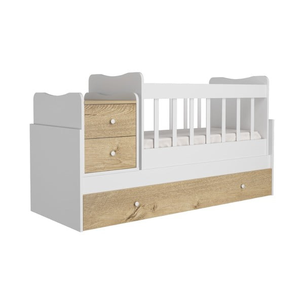 Детско креватче в бял и естествен цвят с място за съхранение 60x120 cm Sansa - Kalune Design