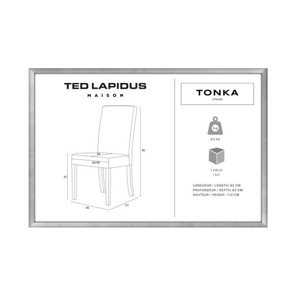 Šedá židle s tmavě hnědými nohami z bukového dřeva Ted Lapidus Maison Tonka-image-1