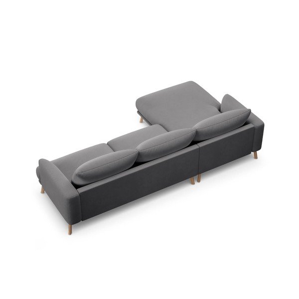 Сив кадифен ъглов диван (ляв ъгъл) Naomi – Micadoni -image-3