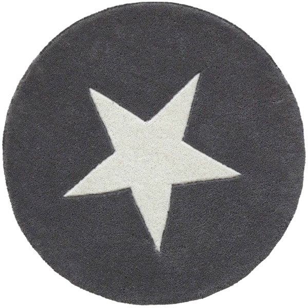 Šedý ručně tuftovaný vlněný koberec Linie Design Star, ⌀ 130 cm