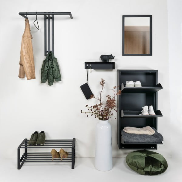 Черна метална стенна закачалка 65 cm Senza – Spinder Design-image-2