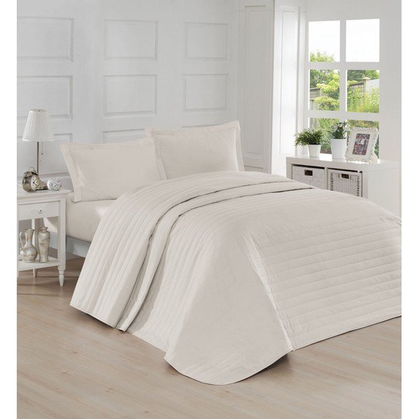 Кремава лека ватирана покривка за легло , 220 x 240 cm Monart - Mijolnir-image-1