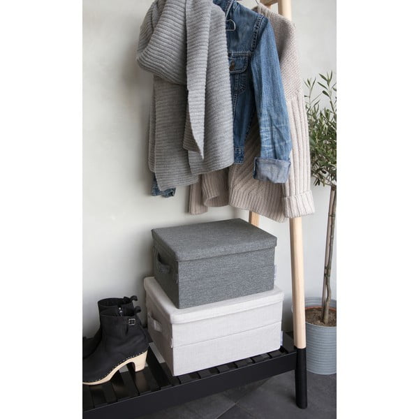 Бежова текстилна кутия за съхранение с капак 40x30x22 cm Soft Storage – Bigso-image-1