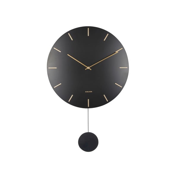 Впечатляващ черен стенен часовник, ø 47 cm - Karlsson