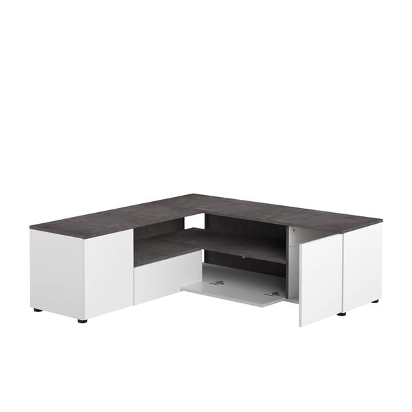 Сиво-бяла маса за телевизор от бетон 130x46 cm Angle - TemaHome-image-3