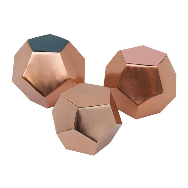 Sada 3 krabiček Diamond Petrol/Rose/Copper