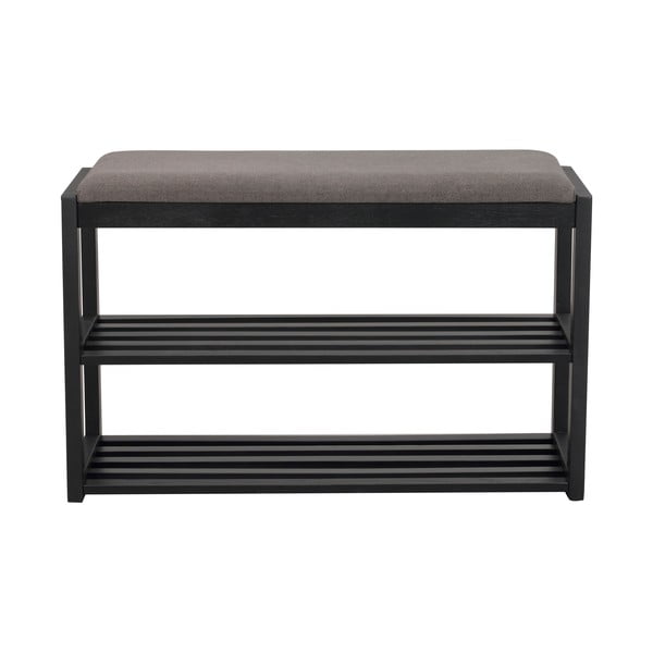 Черна стойка за обувки от масивен дъб за сядане Confetti – Rowico-image-2