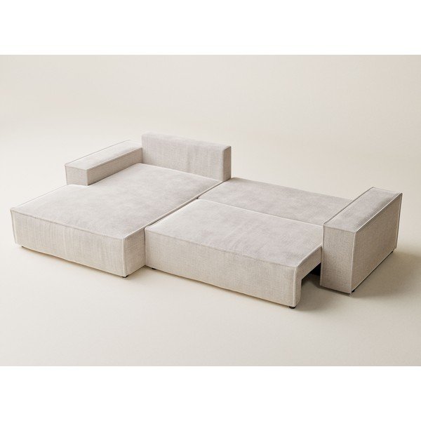 Кремав шенилов сгъваем/с място за съхранение ъглов диван (ляв ъгъл) Maze – Maison de Rêve-image-4