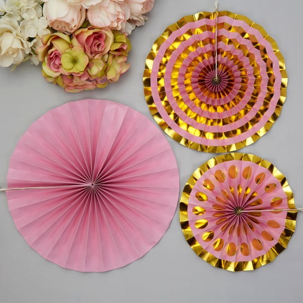 Комплект от 3 лилави хартиени декорации Pinwheel - Neviti
