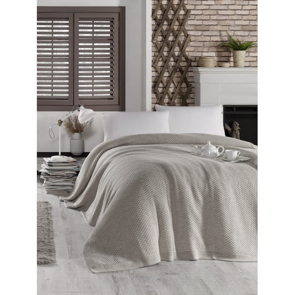 Сива и бежова покривка за легло с памук Silvi, 220 x 240 cm - Homemania Decor