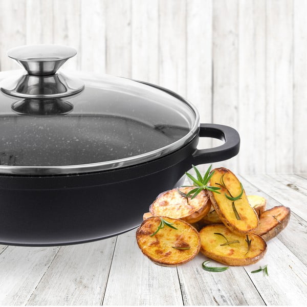 Касерола с незалепващо покритие Pfluon Granit със стъклен капак , ⌀ 28 cm Grande - Orion-image-1