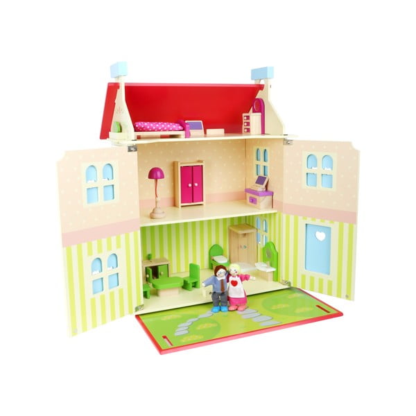 Дървена къща за кукли с подвижен покрив за кукли Кукла - Legler