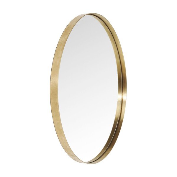 Kulaté zrcadlo s rámem v mosazné barvě Kare Design Round Curve, ⌀ 100 cm-image-1