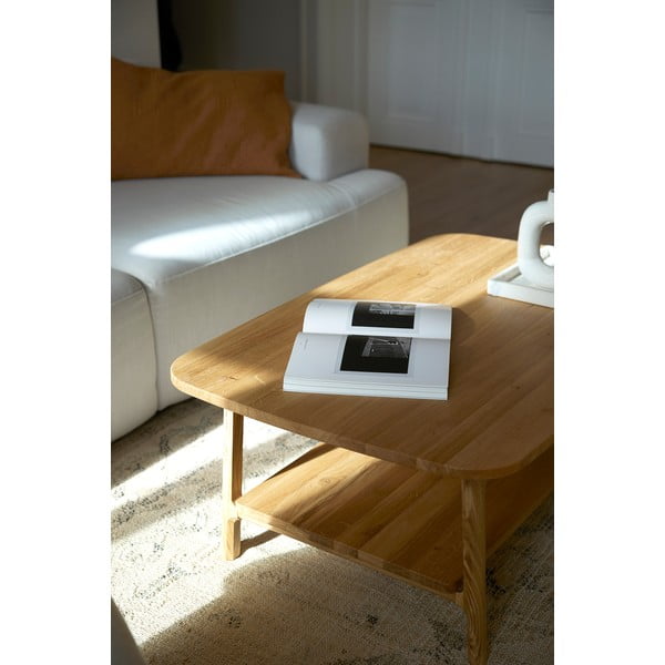 Масичка за кафе от масивен дъб в естествен цвят  60x100 cm Twig – The Beds-image-2