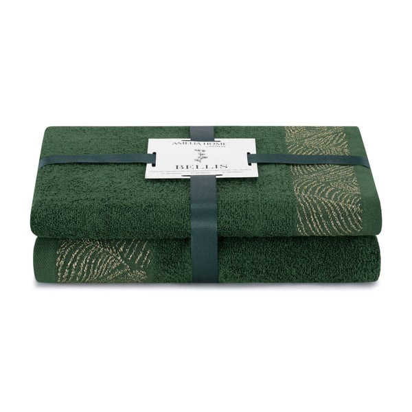 Зелени памучни хавлии и кърпи за баня в комплект от 2 бр. от тери Bellis – AmeliaHome