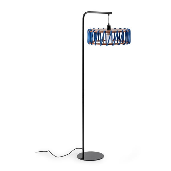 Подова лампа с черна конструкция и голям син абажур Macaron - EMKO-image-2